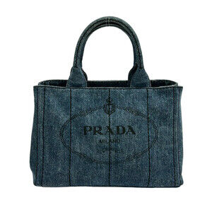 Prada Canapa Navy Denim Tote Bag #322403P67B